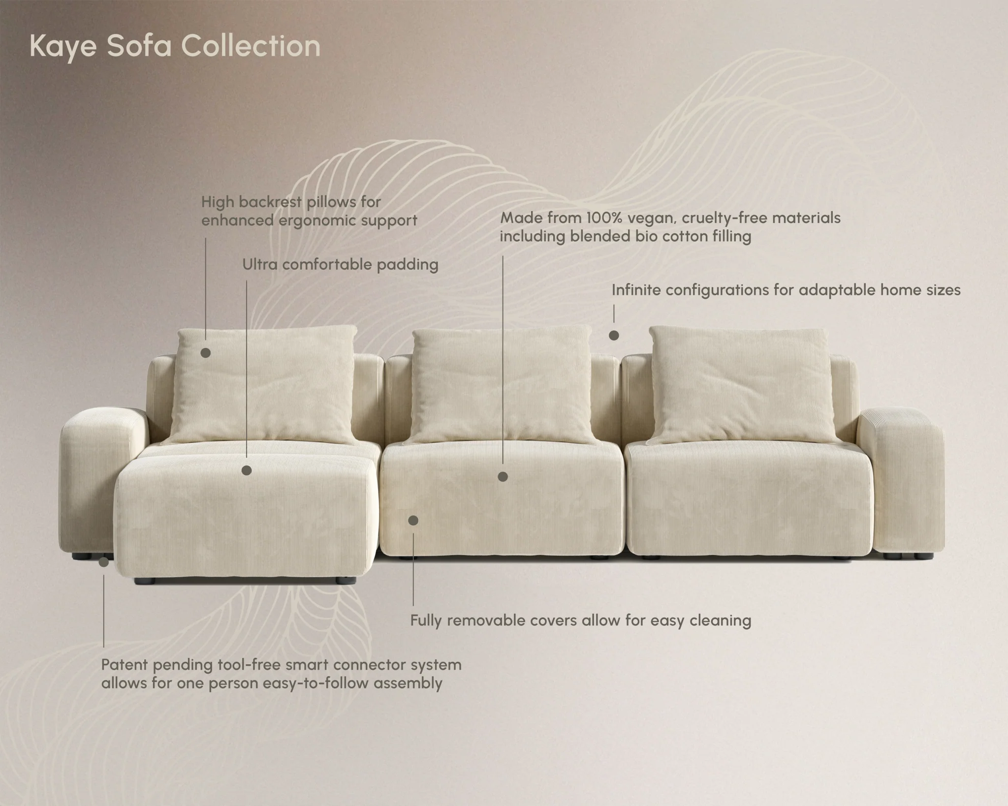 Kaye Sectional Sofa L - Image 3